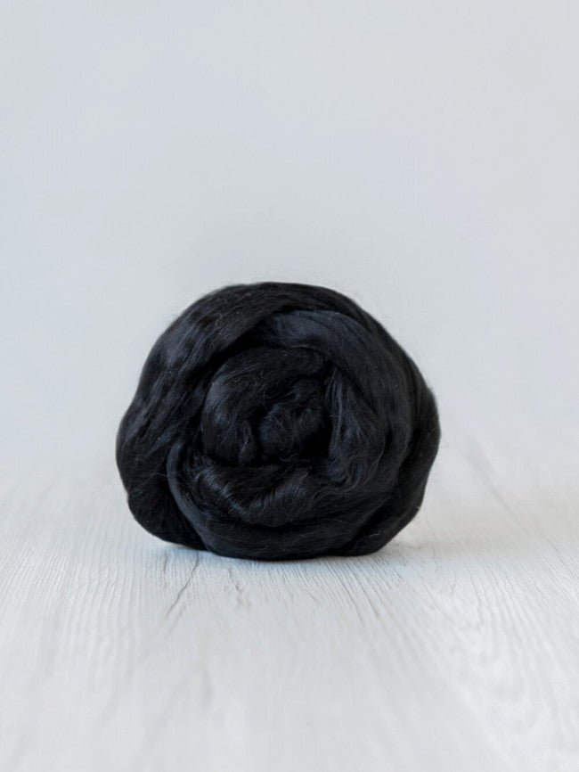 Dark mulberry silk roving: 50g by dyeing house gallery at Wabi Sabi