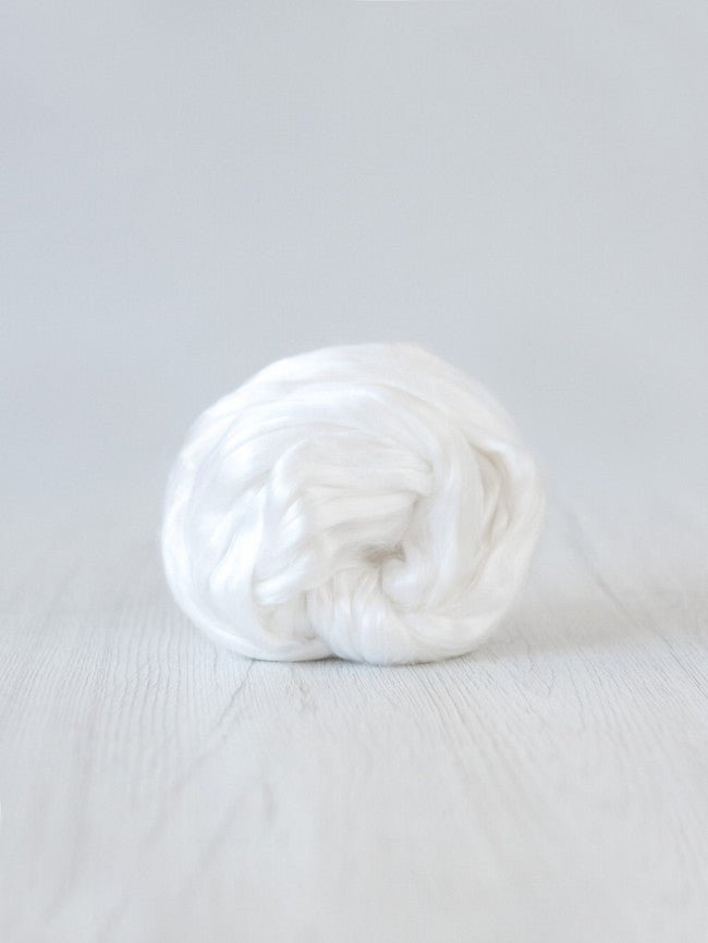 Mulberry Silk Roving, 50g - Milk at Wabi Sabi