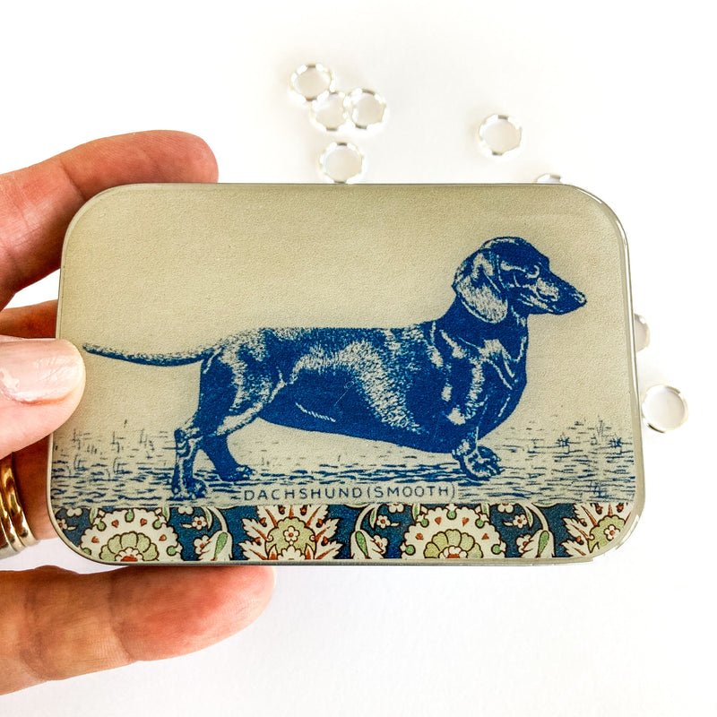 Notions Tins - dachshund at Wabi Sabi