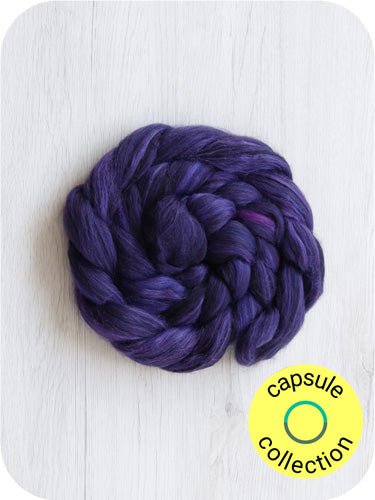 purple emperor butterfly merino silk roving by gram by dyeing house gallery at Wabi Sabi
