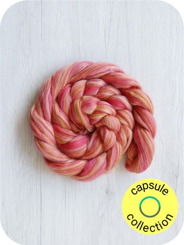 rosy maple moth merino silk roving by gram by dyeing house gallery at Wabi Sabi